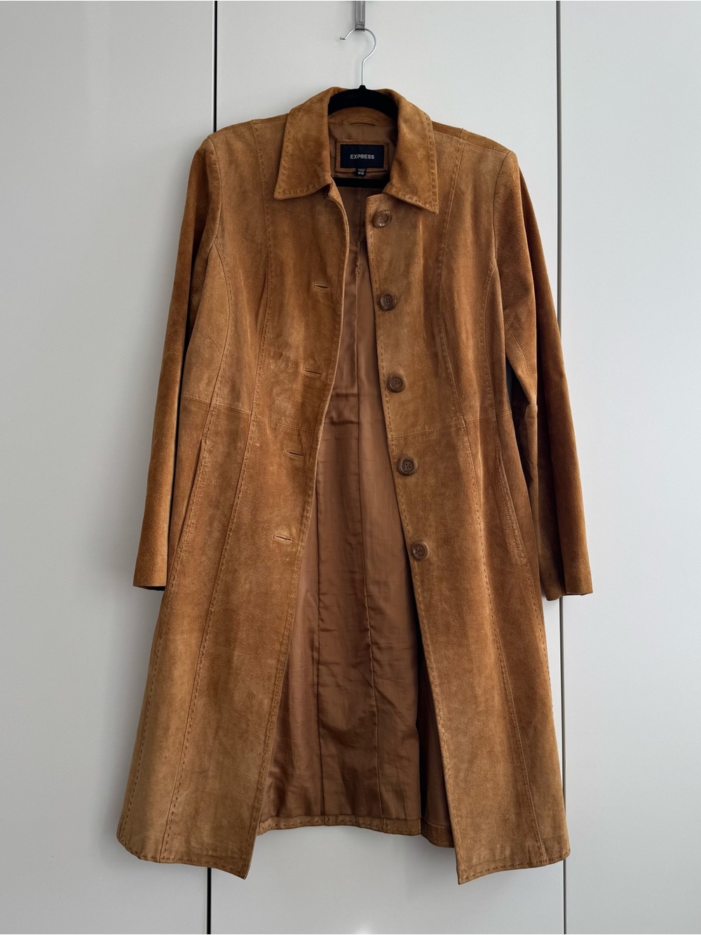 Express Women's Chestnut Suede Long Coat